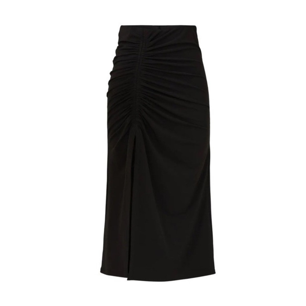 Cinq A Sept Stella Ruched Midi Skirt In Black Women's Size Medium MSRP $295